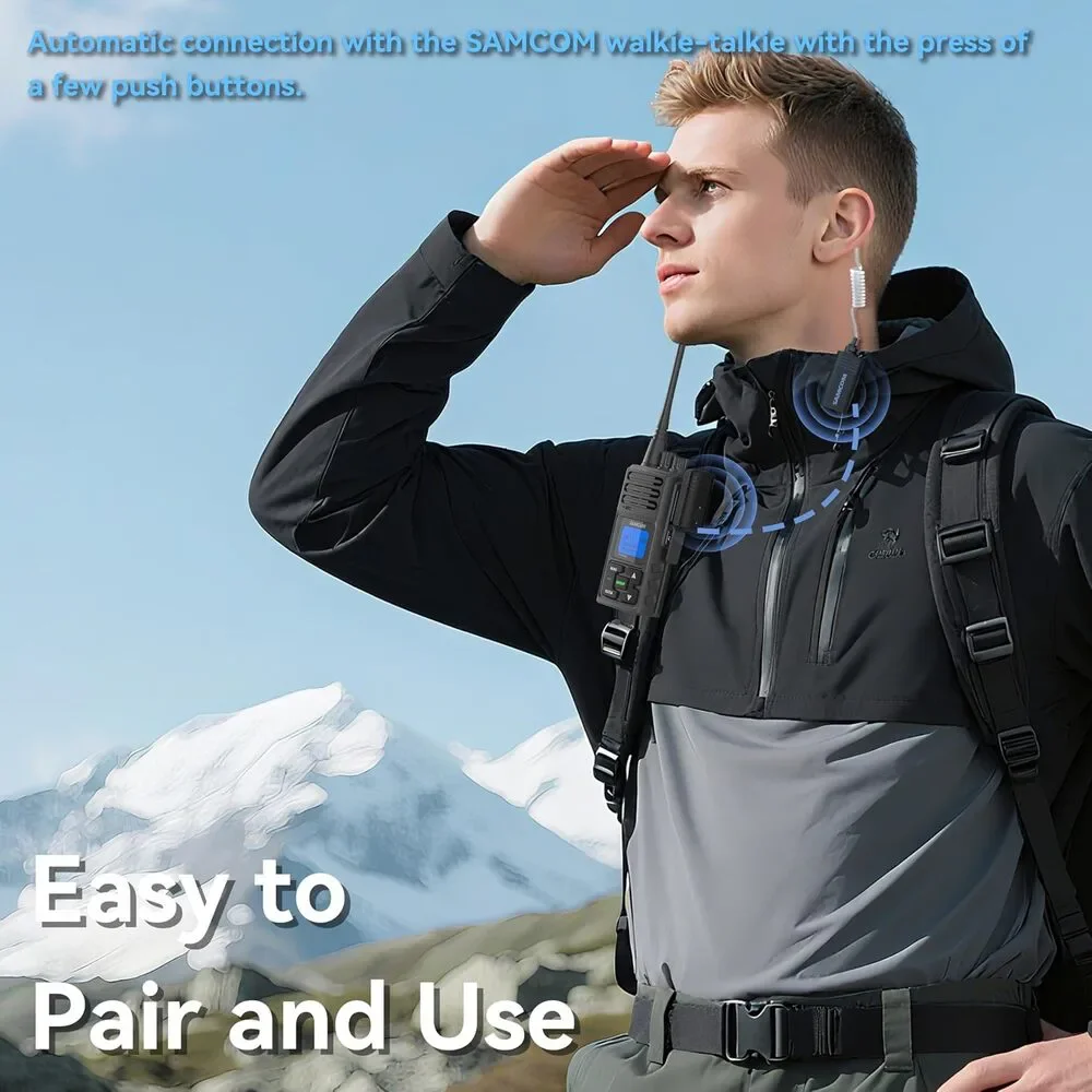 SAMCOM  BTEAR01 Wireless Earpiece with Clear Airtube Tube 2 Pin Dongle for Two